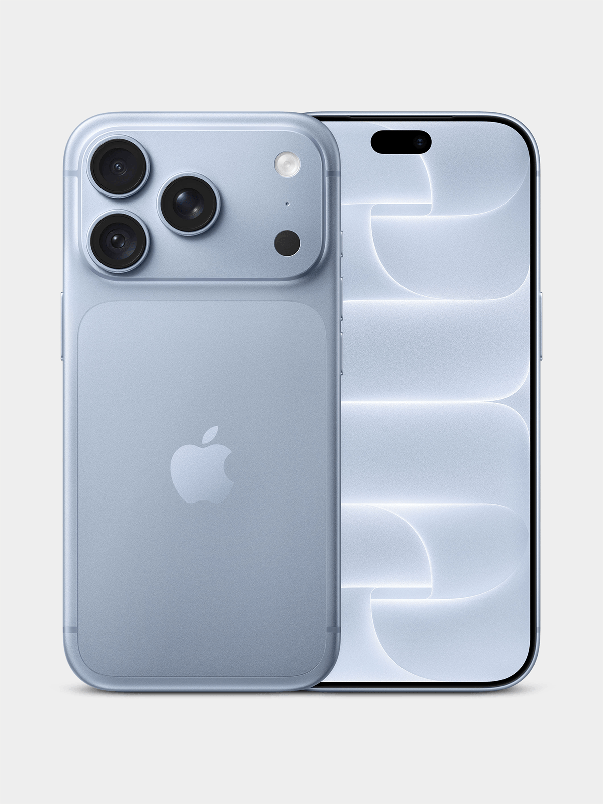 iPhone 18 Pro 256GB in Glacier, front and back view