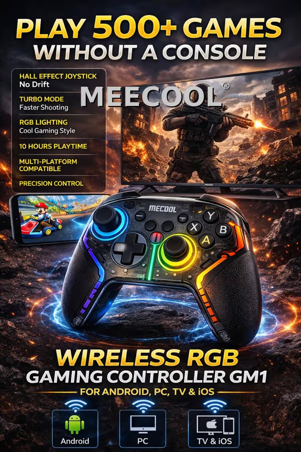 MECOOL GM1 Wireless RGB Gaming Controller | Bluetooth Gamepad | Android, PC, TV & iOS