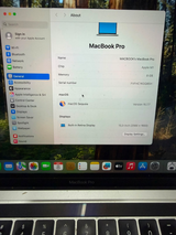 MacBook Pro system information and display details